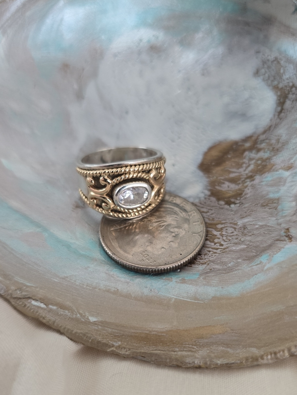 Etruscan Band Ring - Sterling + 14k - Picture 7 of 7